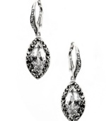 Diminutive, yet dramatic. Judith Jack's marquise-shaped drop earrings present a sparkling mix of marcasite and cubic zirconia (3-1/2 ct. t.w.). Lever backing and setting crafted in sterling silver. Approximate drop: 1-1/5 inches.