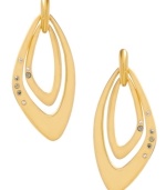 Geometrical gold. Kenneth Cole New York's gold tone orbital drop earrings are made of mixed metal and feature pave crystal accents with gold tone detailing at the post. Approximate drop: 1-3/4 inches.