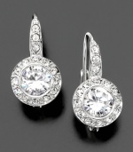 The perfect choice for elegant evening wear. Sparkling cubic zirconia (1-1/2 ct. t.w.) leverback earrings framed with stunning crystal accents. Rhodium plated. Drop measures 1/2 inch.