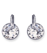 Keep it simple with these sparkling drop earrings from Swarovski, featuring a stunning crystal in the center of rhodium-plated mixed metal. Approximate drop: 1 inch.