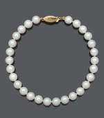 Embrace natural beauty and refinement with elegant pearls. Bracelet features AA Akoya cultured pearls (6-6-1/2 mm) and a 14k gold clasp. Approximate length: 8 inches.