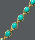 Snap up the hot new hue for summer! This bold bracelet features pear-cut turquoise stones (6-5/8 ct. t.w.) cradled in a rich 14k gold setting. Approximate length: 7 inches.