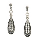 Tasteful tear drops are the perfect accent to any ensemble. 2028's glittering earrings feature a graceful shape highlighting round-cut hematite crystals set in silver tone mixed metal. Approximate drop: 1 inch.