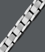 Give new dimension to your look with this stylish and durable design. Men's bracelet features a rectangular link set in stainless steel. Approximate length: 8-1/2 inches.