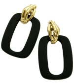 Breathe easy. The matte black links and detailed bamboo post backing of this stunning earring style will help you achieve peace within your wardrobe. Set in gold-plated mixed metal; from T Tahari's Bamboo Collection. Approximate drop: 2 inches.