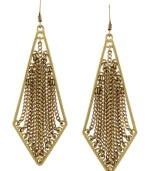 Frame your face. A splayed chain design adorns the middle of these intricately-framed drop earrings by BCBGeneration. Crafted in gold tone mixed metal. Approximate drop 3 inches.