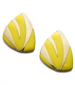 Like a piece of abstract art, Bar III's sweetly-contrasting studs are visually appealing. An intricate pattern of yellow enamel and gold tone mixed metal pulls the whole look together. Approximate diameter: 1-1/2 inches.