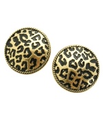 Take a walk on the wild side with these come-hither clip-on earrings from T Tahari's Spot On collection. Set in 14K antique gold-plated mixed metal. Nickel-free for sensitive skin. Approximate diameter: 3/4 inch.