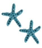 Splash your look with a touch of ocean inspiration. Betsey Johnson's sparkling stud earrings feature turquoise-hued starfish adorned with matching crystal accents. Set in mixed metal. Approximate diameter: 3/4 inch.