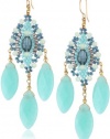 Miguel Ases Green Quartz and Rainbow Hydro-Quartz Chandelier Earrings