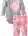 Carter's Watch the Wear Baby-Girls Newborn Kitty Bodysuit Pant Set, Dark Pink, 0-3 Months