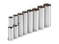 TEKTON 1220 1/4 Drive Deep Socket Set, 5.5-12mm, Metric, 8 Sockets