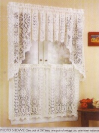 Hopewell Lace Kitchen Curtain - Insert Valance - CREAM