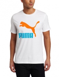 PUMA Men's Me Vintage Logo Tee, White/Golden Poppy, Small