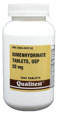 Compare to Dramamine® 50 Mg. Tablets, Dimenhydrinate Tablets for Nausea, Dizziness and Vomiting - 1000 Tablets #0439