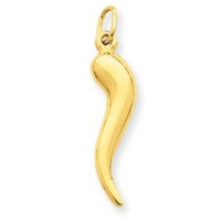 New 14K Y Gold Large 3-D Italian Horn Charm