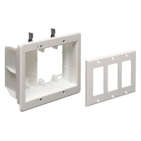 Arlington TVBU507-1  Recessed TV Outlet Box with Paintable Trim Plate, White, 3-Gang