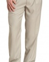 Louis Raphael ROSSO Men's Poly Viscose Super 150S Luxe Twill Hidden Extension Pleated Dress Pant,Stone,36x32