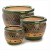 Gifts & Decor Ceramic Jade Garden Planters Flower Plant Pot Set, 3-Piece