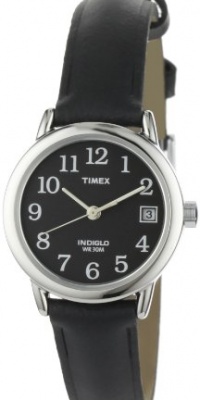 Timex Women's T2N525 Easy Reader Black Leather Strap Watch