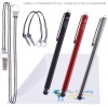 3-Pack of Premium Large 5.3 Universal Capacitive Stylus Touch Screen Pen With 2x2 Detachable Tether Strings / Lanyards, The Friendly Swede Microfiber Cloth and Retail Packaging (Red Black Silver)