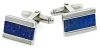 Silver plated cufflinks with lapis stripe with presentation box. Made in the USA