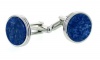 Silver plated concentric ringed cufflinks with sodalite with presentation box. Made in the USA