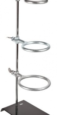 American Educational Stamped Steel Support Ring Stand with 3 Rings, 8 Length x 5 Width Base Size