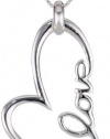 Sterling Silver Love Open Heart Pendant Necklace , 18