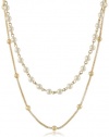 Anne Klein Gold-Tone Mesh and Pearl Double Strand Necklace, 42