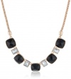 Anne Klein Gold-Tone Black Cushion Cut Frontal Necklace, 16