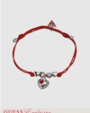 GUESS Women's Silver and Red Heart Bracelet, SILVER