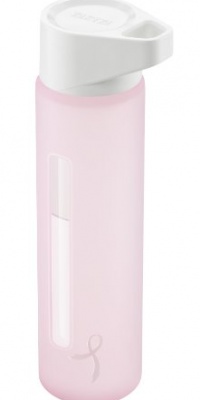 Takeya Pink Ribbon Edition Modern Glass Water Bottle with Silicone Sleeve, Pink