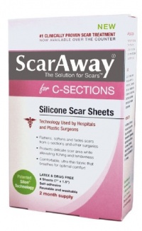 Scaraway C-Section Scar Treatment Strips, Silicone Adhesive Soft Fabric   4-Sheets (7 X 1.5 Inch)