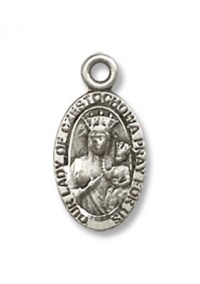 Sterling Silver Our Lady of Czestochowa Pendant Sterling Silver Lite Curb Chain