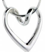 Sterling Silver Floating Heart Necklace Flawless Quality, 3/4 x 3/4 inch wide