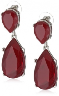 Kenneth Jay Lane Silver and Ruby Teardrop Earrings