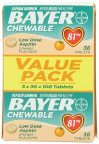 Bayer Chewable Aspirin Low Dose 81mg Orange Flavor - Value Pack