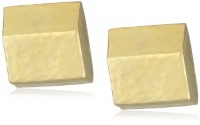 Kenneth Jay Lane Satin Gold 3D Square Earrings