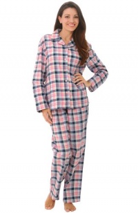 Del Rossa Women's 100% Cotton Flannel Pajama Set - Long Pjs