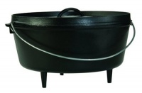 Lodge Logic L14DCO3 Pre-Seasoned Deep Camp Dutch Oven with Iron Lid, 10-Quart