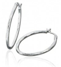 CleverEve Designer Series One Pair .925 Sterling Silver Designer Textured Oval Hoop Earrings - French Lock 20.00 x 13.00mm