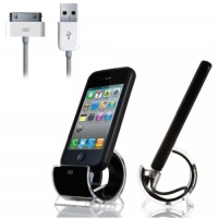 Sinjimoru Sync Stand Dock Cradle Holder with USB Cable for iPhone 4, 4S, 3G, 3GS, and iPod (BLACK)