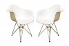 Baxton Studio Cettina Steel-Base White Plastic Armchair, Set of 2