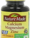 Nature Made Calcium, Magnesium, and Zinc with Vitamin D, With D-3 100 Tablets (Pack of 3)