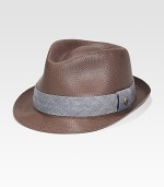 A soft, woven straw design with fabric band for a cool, casual vibe.StrawBrim, about 2Spot cleanMade in USA