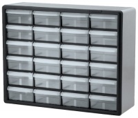 Akro-Mils 10724 24-Drawer Plastic Parts Storage Hardware and Craft Cabinet, 20-Inch by 16-Inch by 6-1/2-Inch, Black/Grey