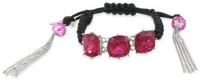 Betsey Johnson Iconic Stone Fuchsia Gem Pulley Bracelet, 9.5