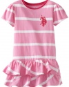 U.S. Polo Assn. Girls 2-6X Striped Tiered Ruffle Dress