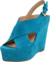 Dolce Vita Women's Julie Wedge Sandal,Teal Suede,6.5 M US